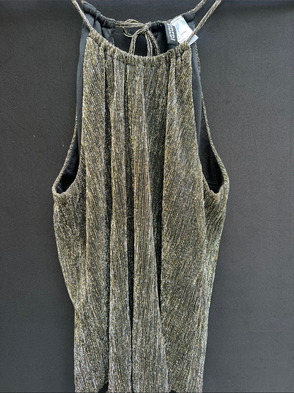 H&M Metallic Gold Pleated Halter Camisole